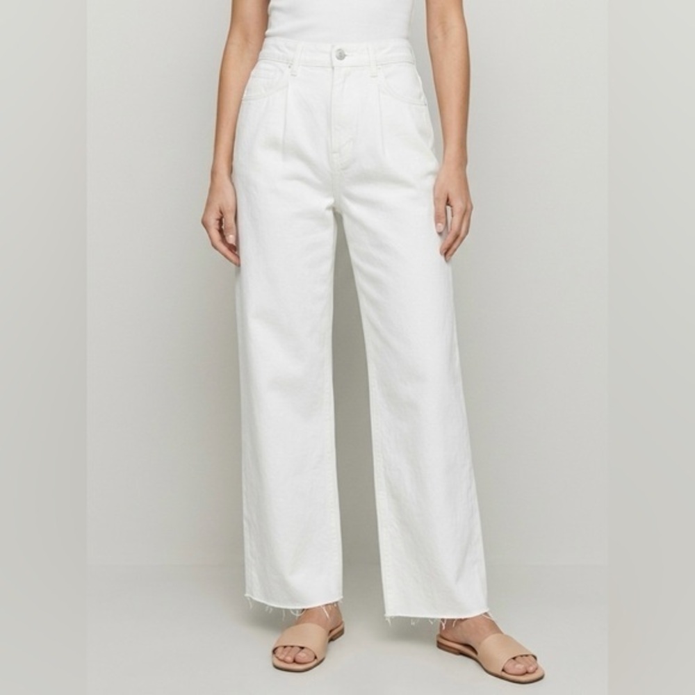 REFORMATION Pleated Reworked‎ High Rise Wide Leg Jeans NWT Vintage White 30